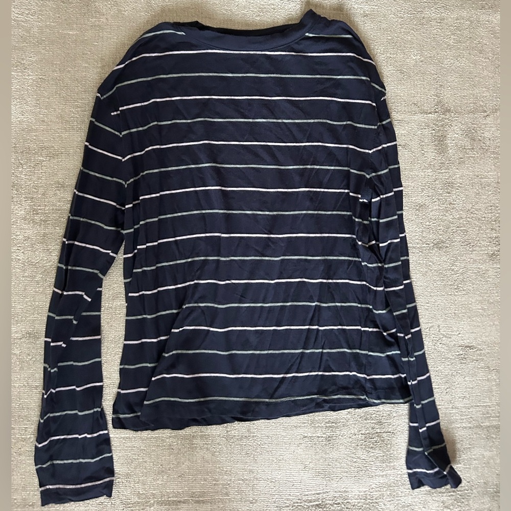 A New Day Navy Striped Green and White Long sleeve, size xs